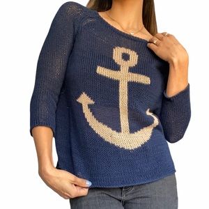 Wooden Ships | Anchor Knit Raglan Sweater | Blue S
